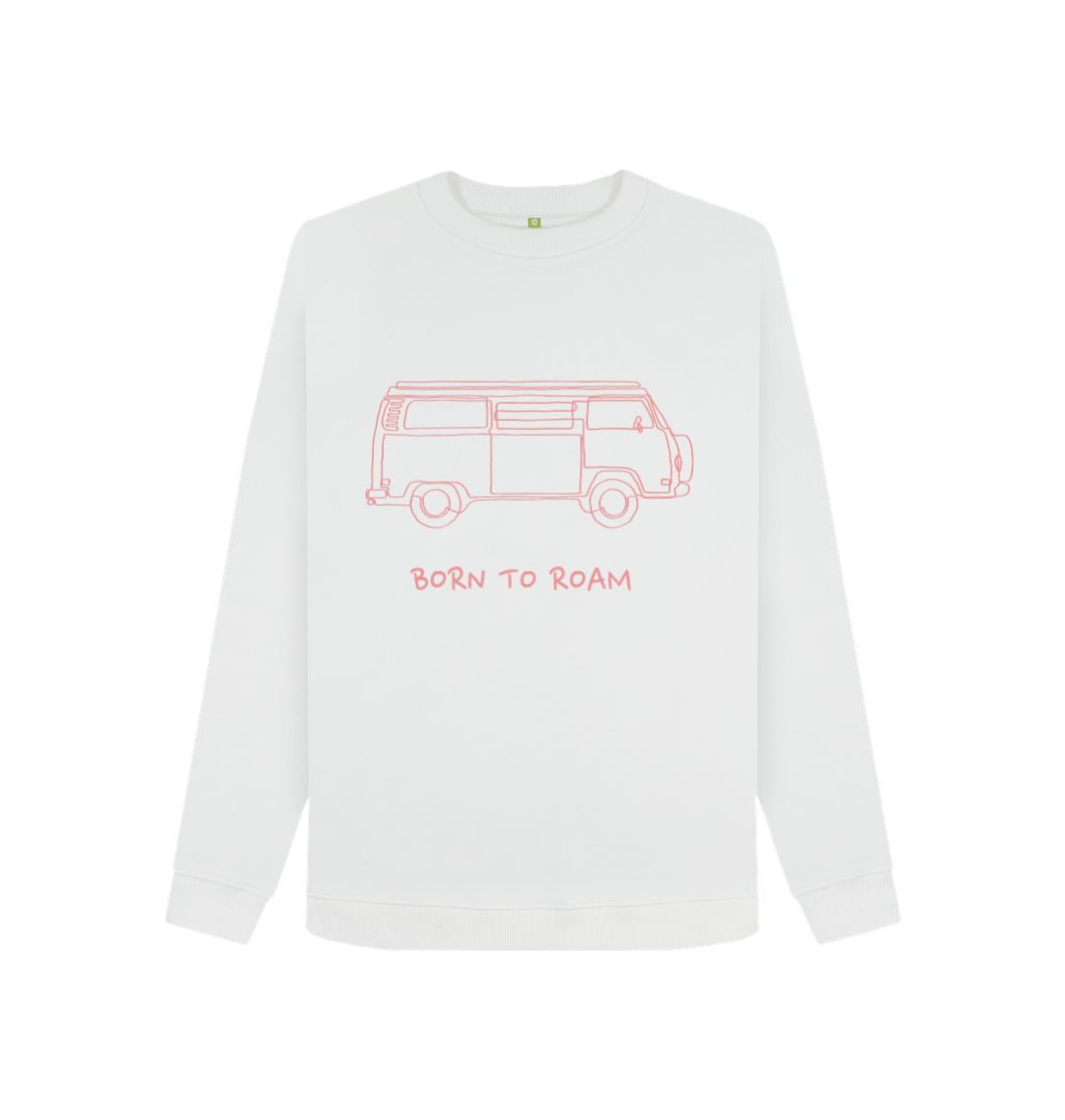 White Women's Crew Neck Sweater - Born To Roam