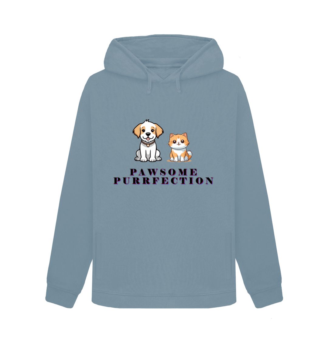 Stone Blue Pawsome Purrfection Womens Hoodie