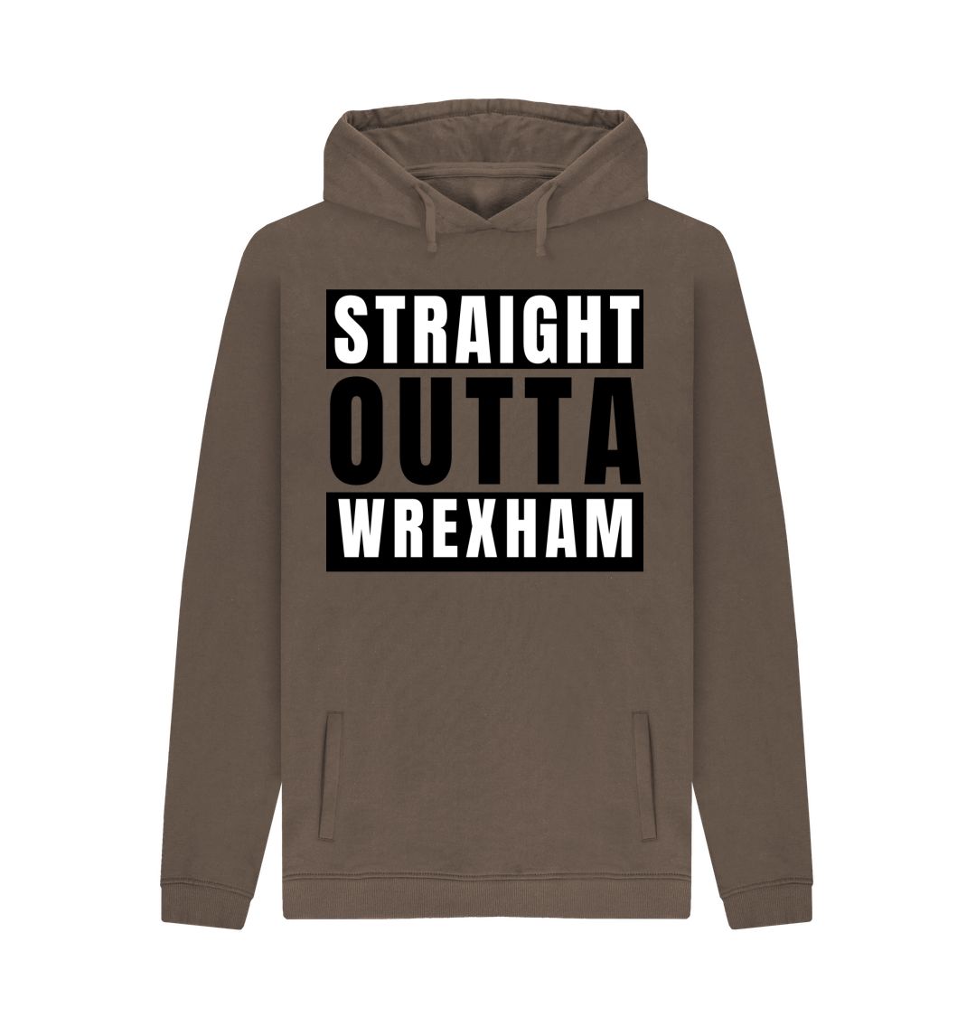 Chocolate Men's Hoodie - \"Straight Outta Wrexham\"