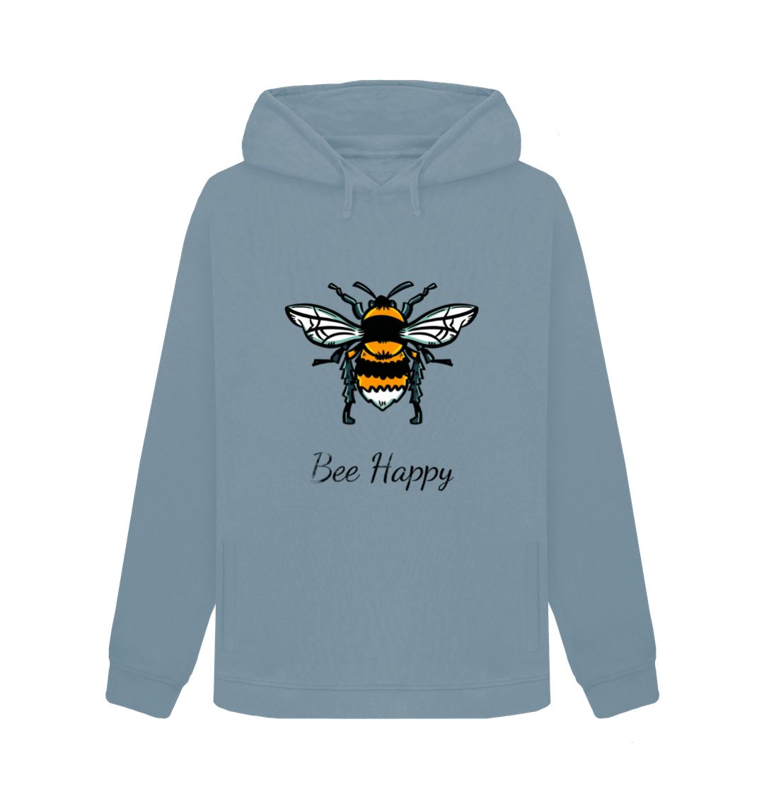 Stone Blue Women's Hoodie - Bee Happy