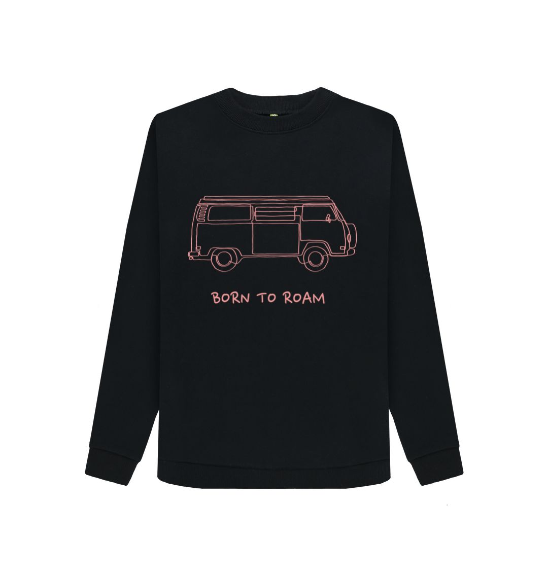 Black Women's Crew Neck Sweater - Born To Roam