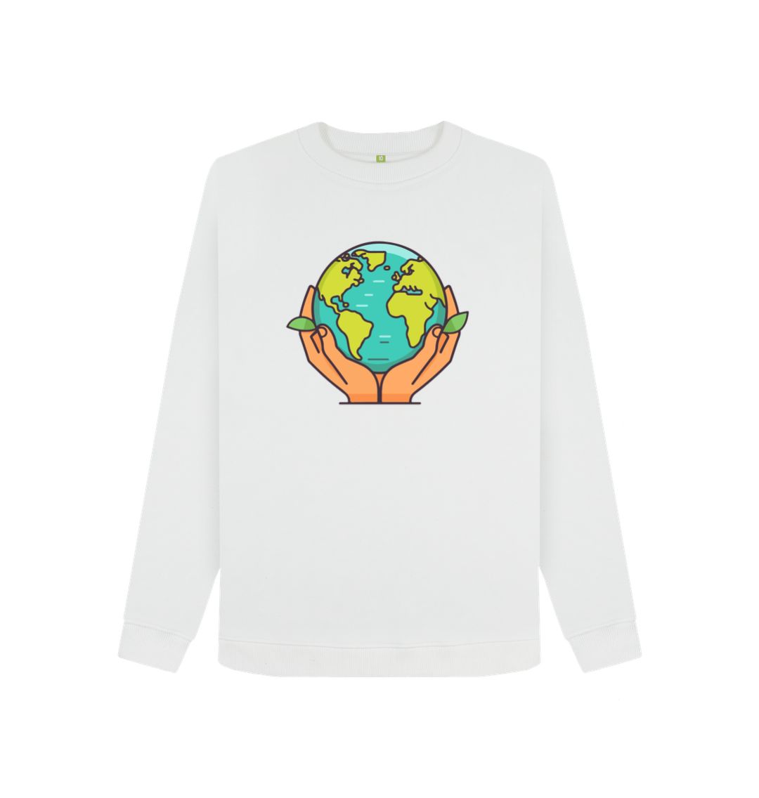 White Women's Crew Neck Sweater - In Our Hands