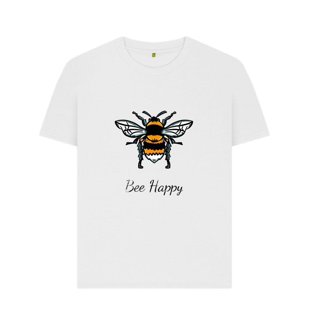 White Women's T-Shirt - Bee Happy
