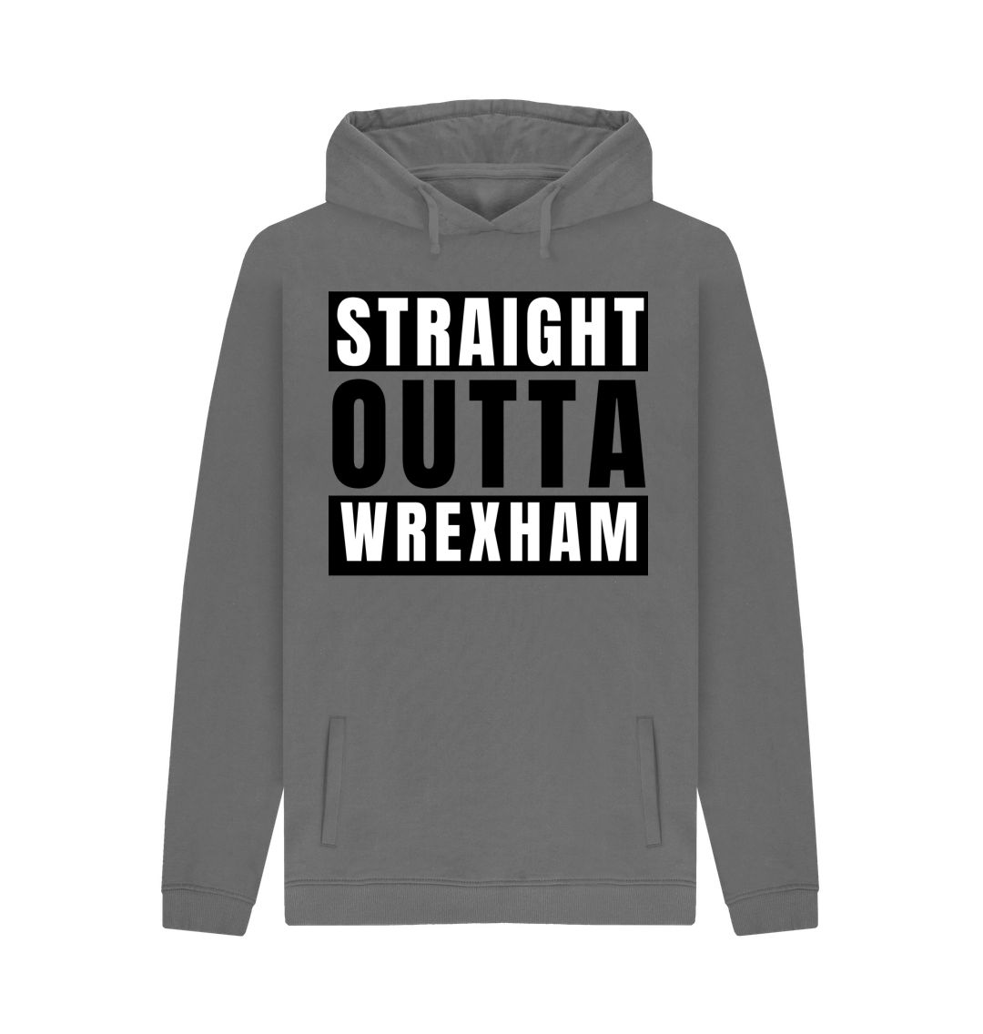 Slate Grey Men's Hoodie - \"Straight Outta Wrexham\"