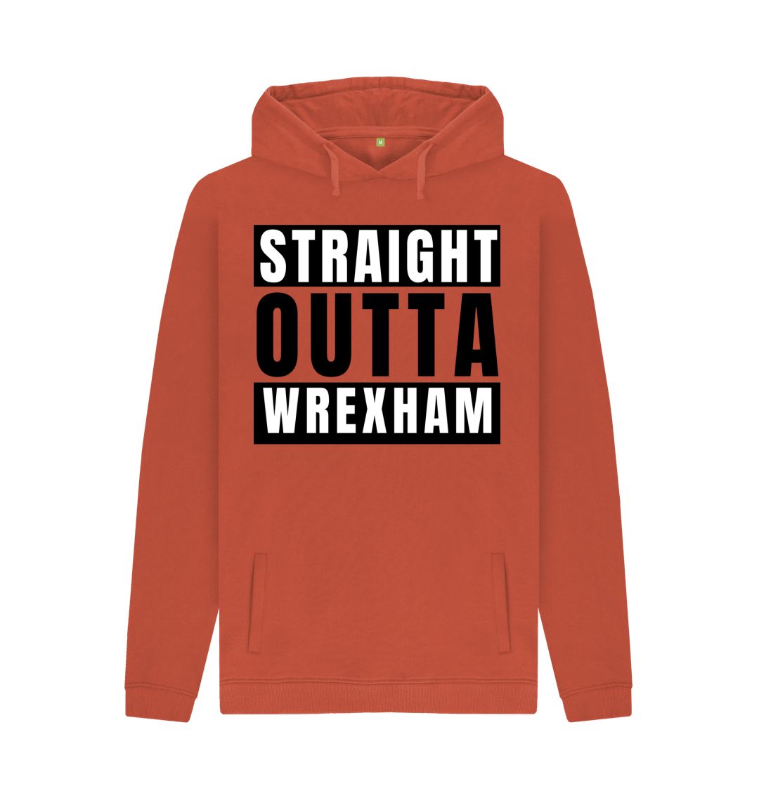 Rust Men's Hoodie - \"Straight Outta Wrexham\"