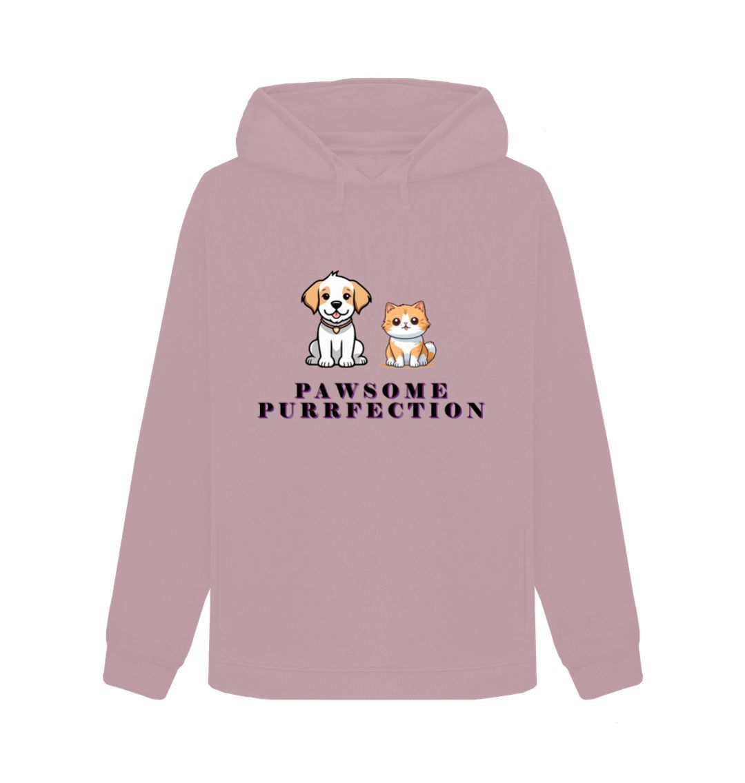 Mauve Pawsome Purrfection Womens Hoodie